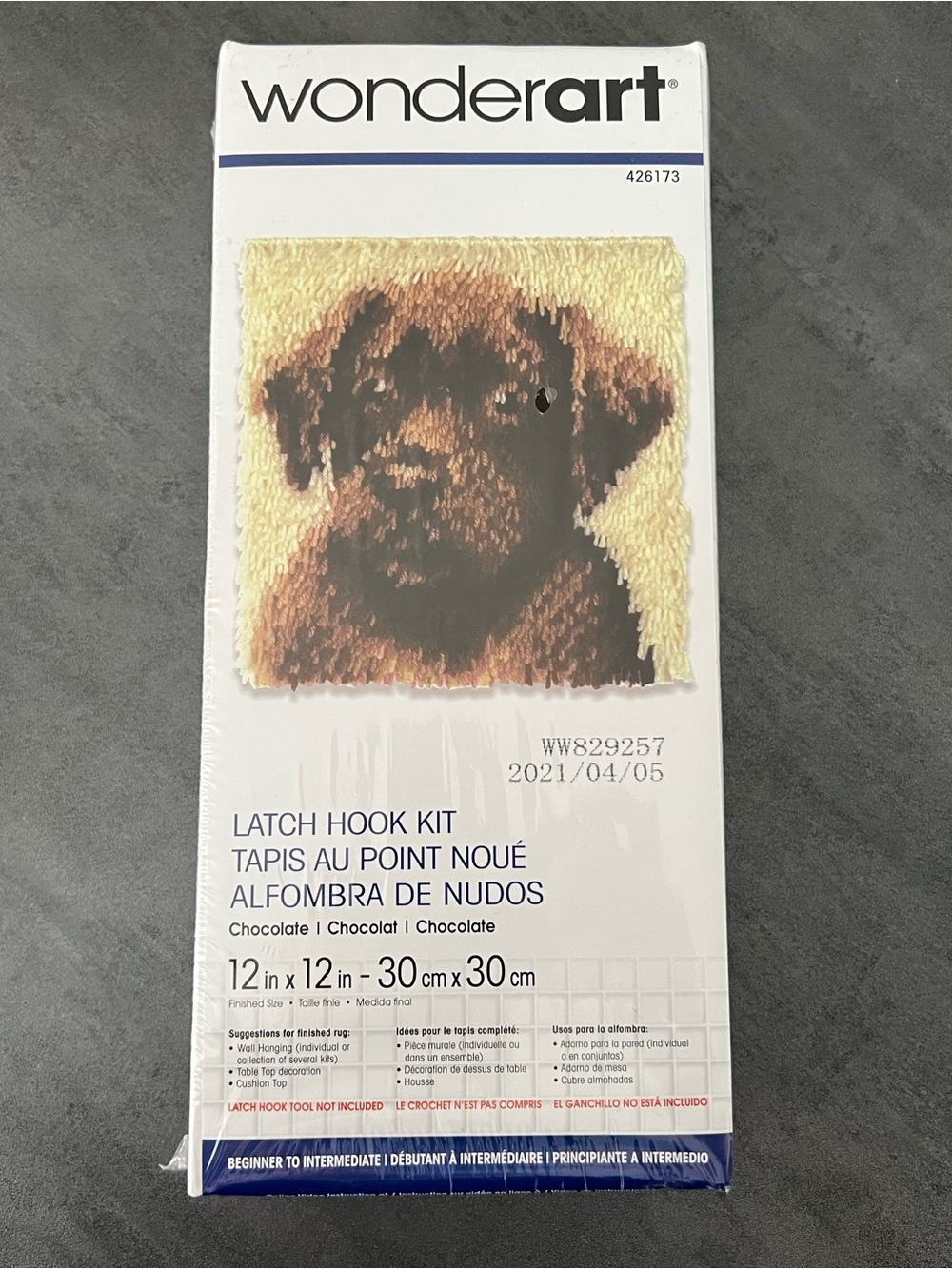 NEW Wonderart Latch Hook Kit 12"X12" Chocolate Lab Dog Wall Hanging Beginner
